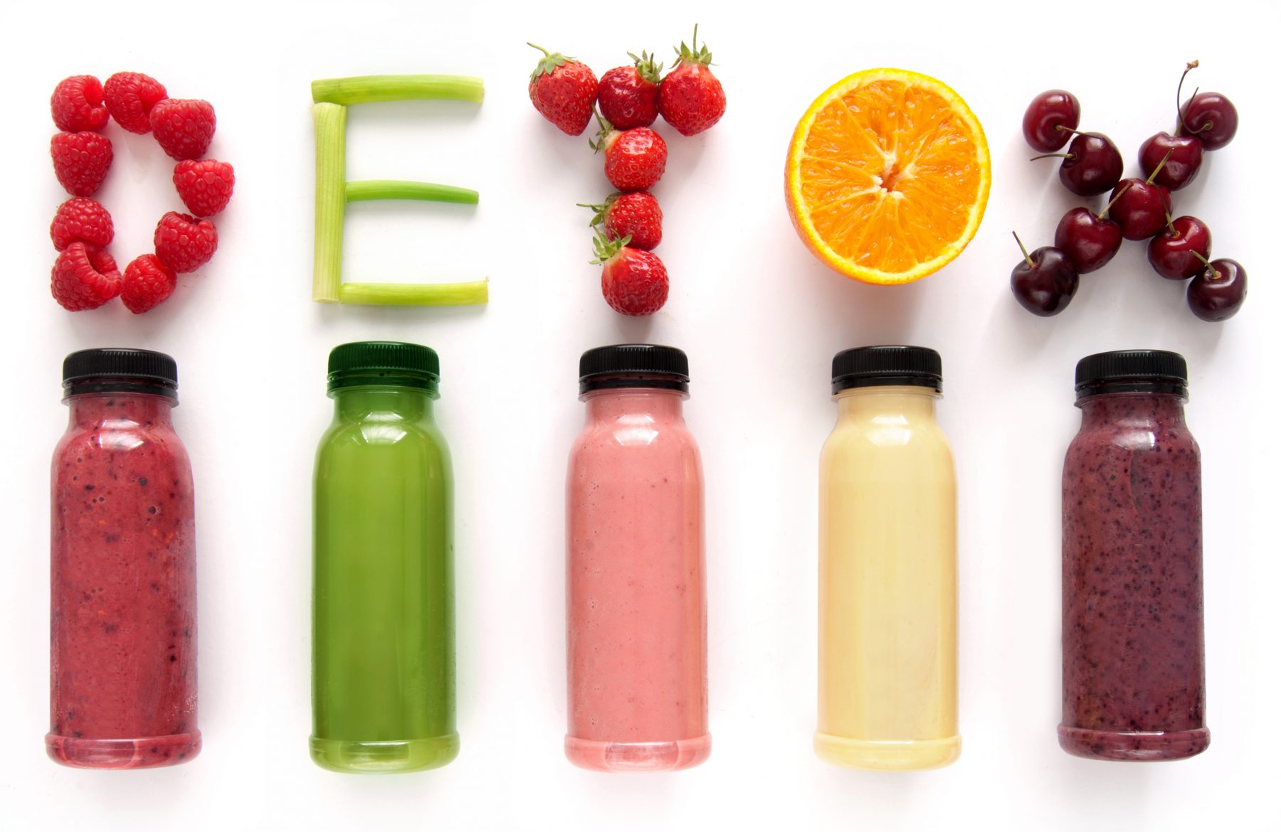 A collection of spring detox juice smoothies