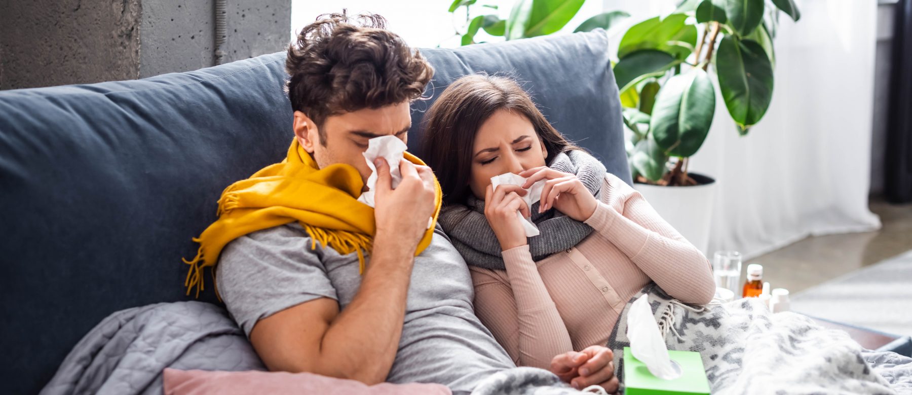 Couple with the cold or flu