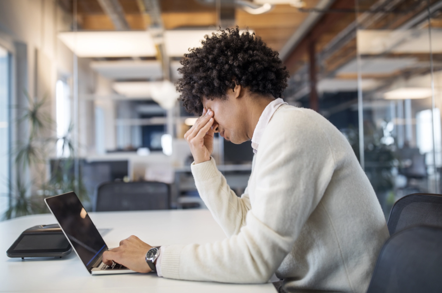 Young man with stress in front of his computer