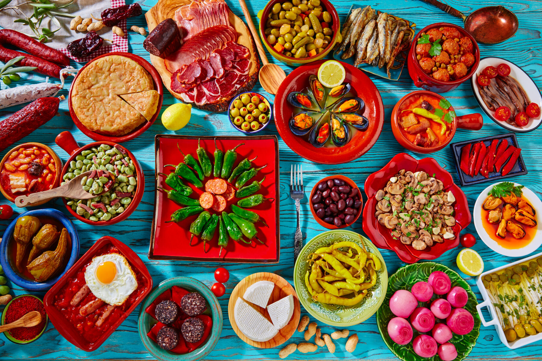 Platter of varied foods